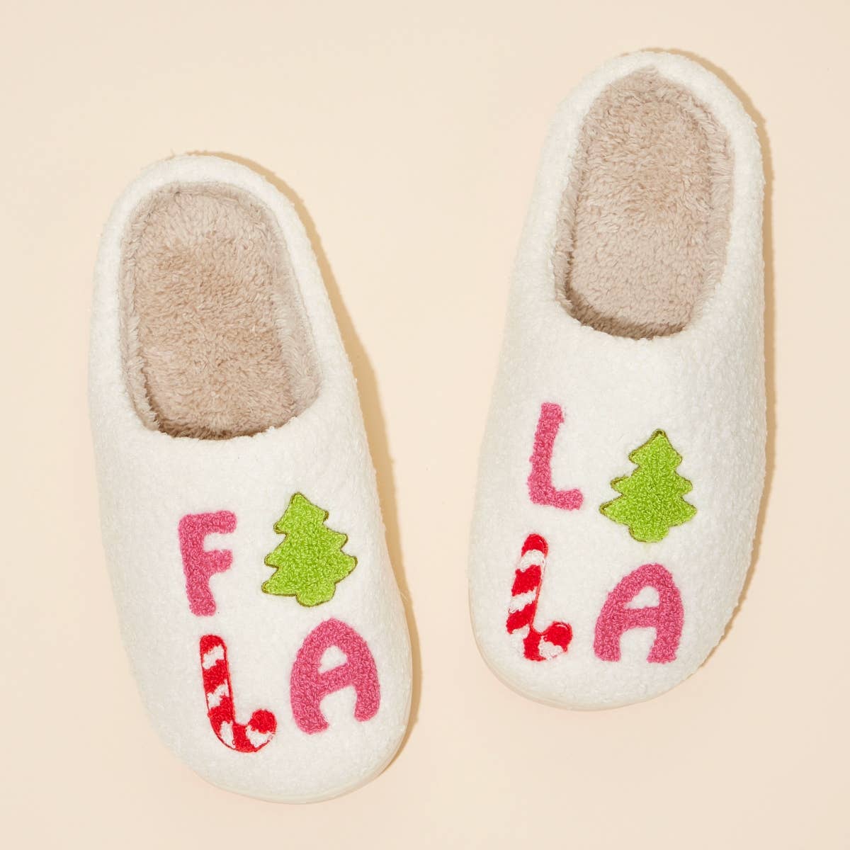 FALALALA Tree Fuzzy Home Slippers: Pink