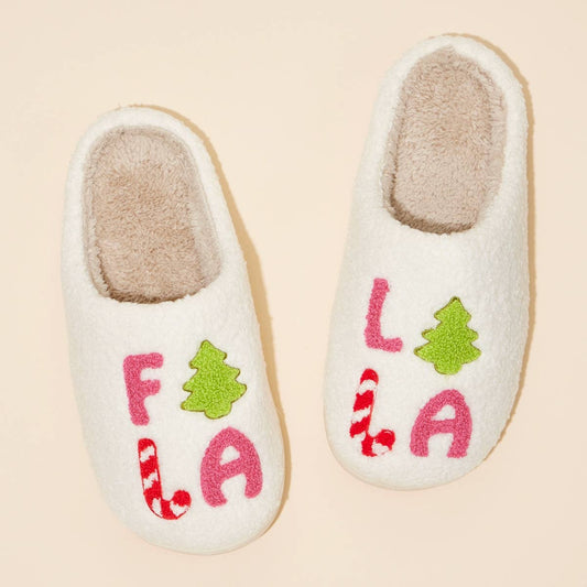 FALALALA Tree Fuzzy Home Slippers: Pink