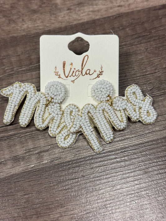 Mrs. White Beaded Earring