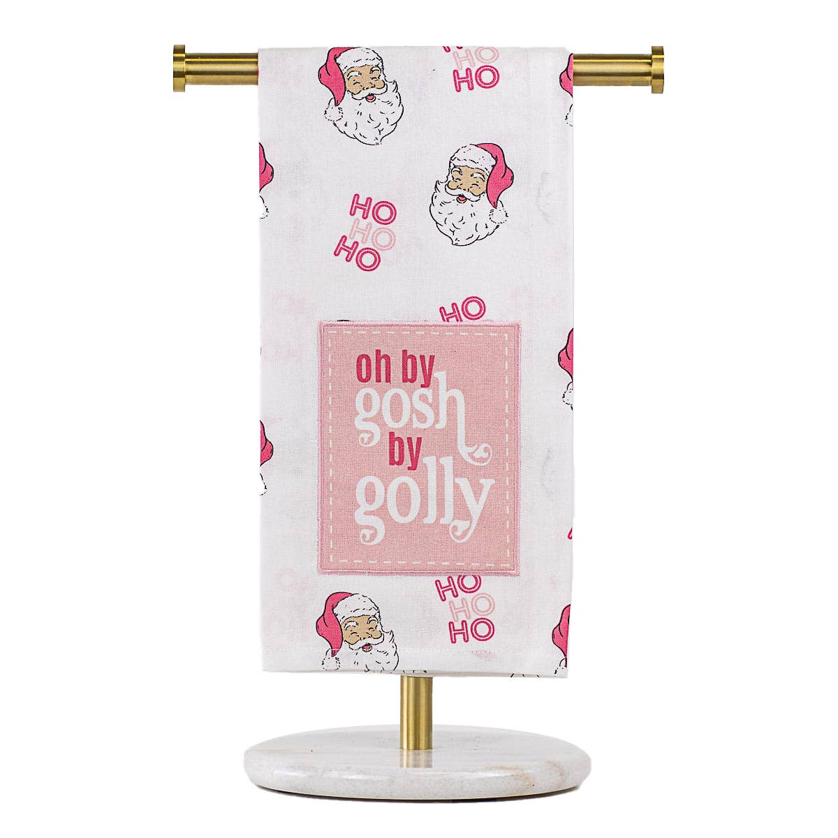 By Golly Santa Hand Towel   White/Pink   20x28