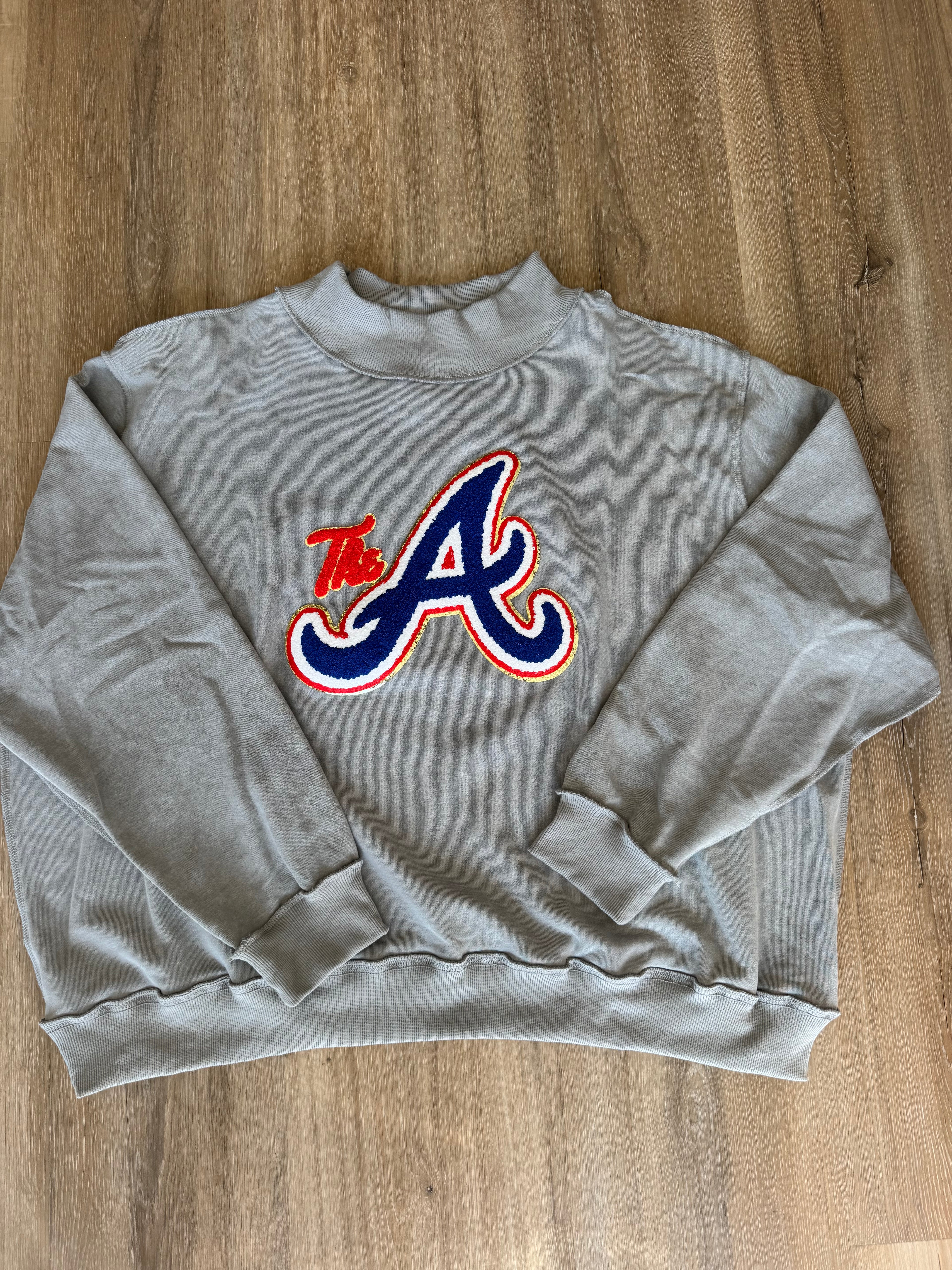 The A Patch Grey Braves Mockneck