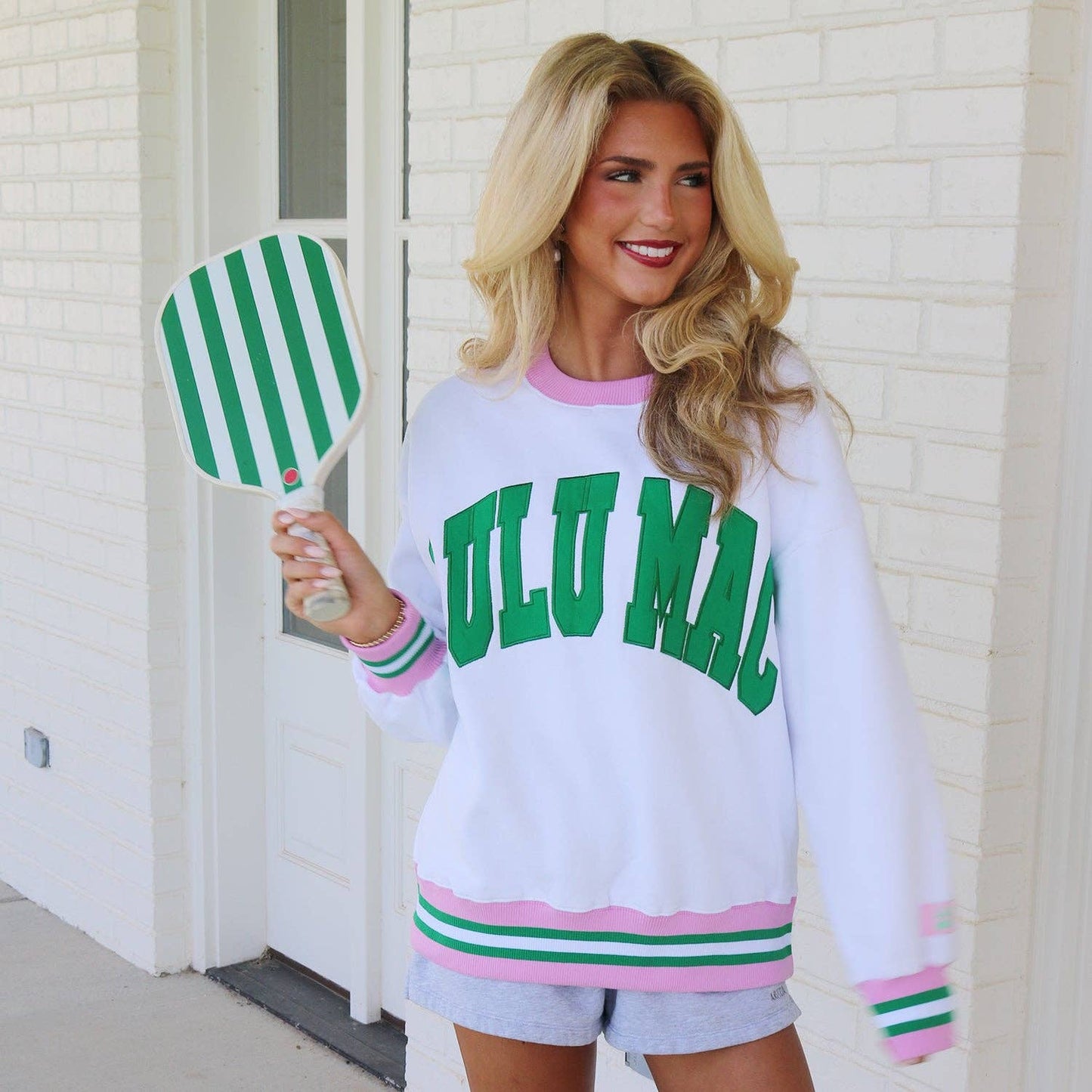 LULU MAC White/Green Stitch: White/Green