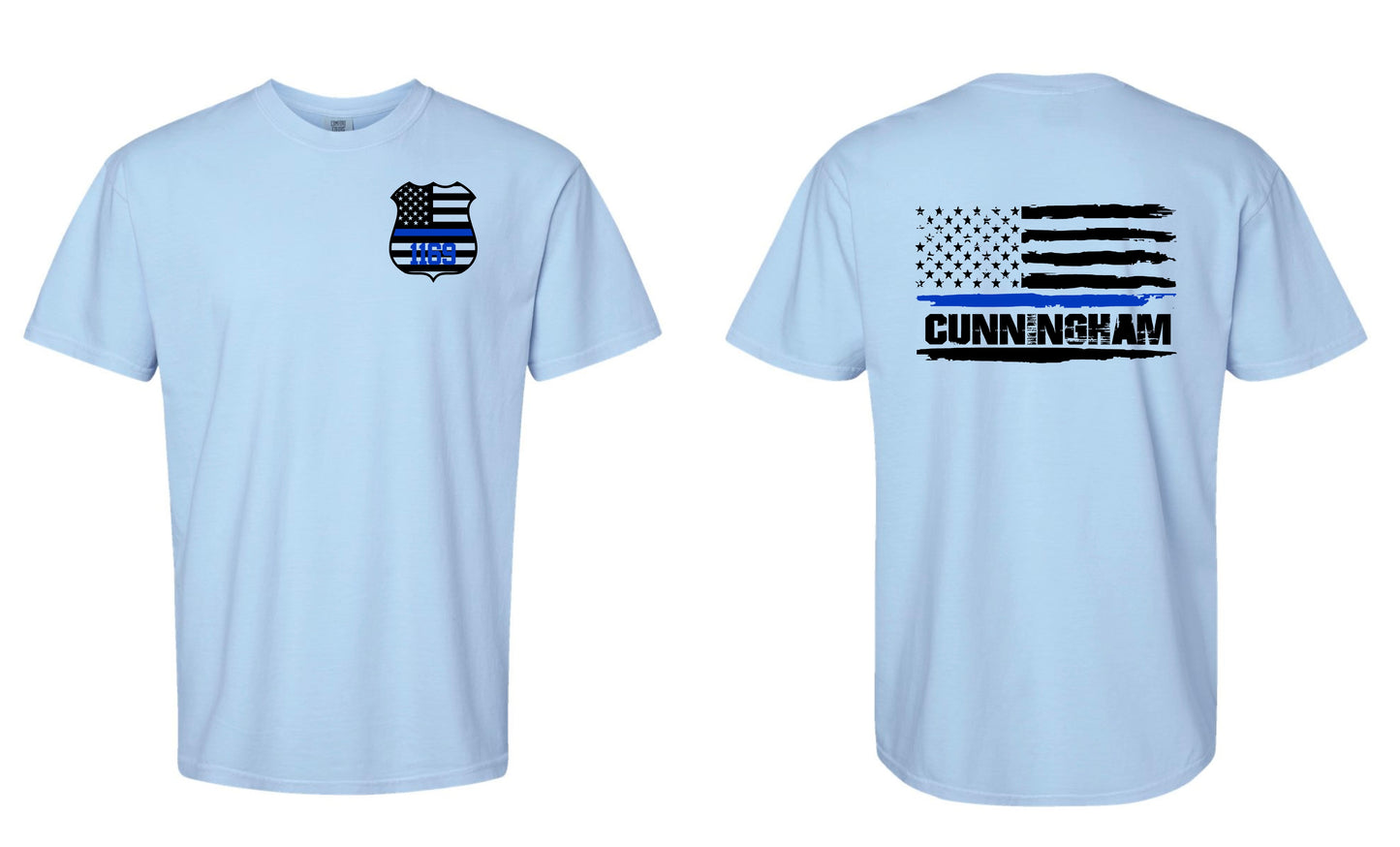 Deputy Cunningham Distressed Flag #1 Blue Tee