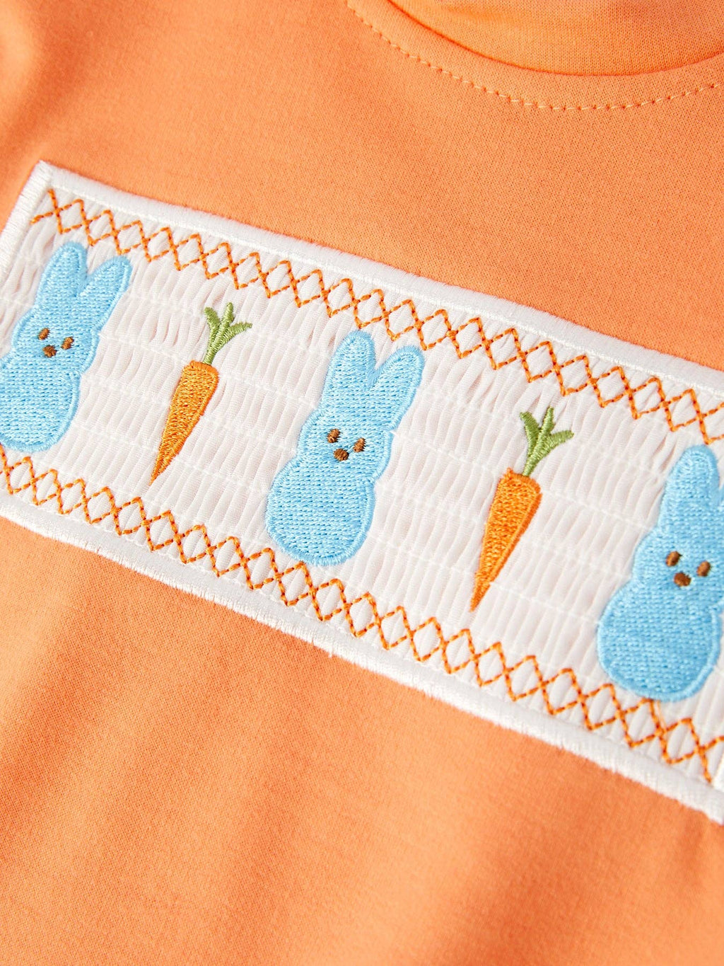 Easter Bunny Carrot Embroidery Smocking Boys Set