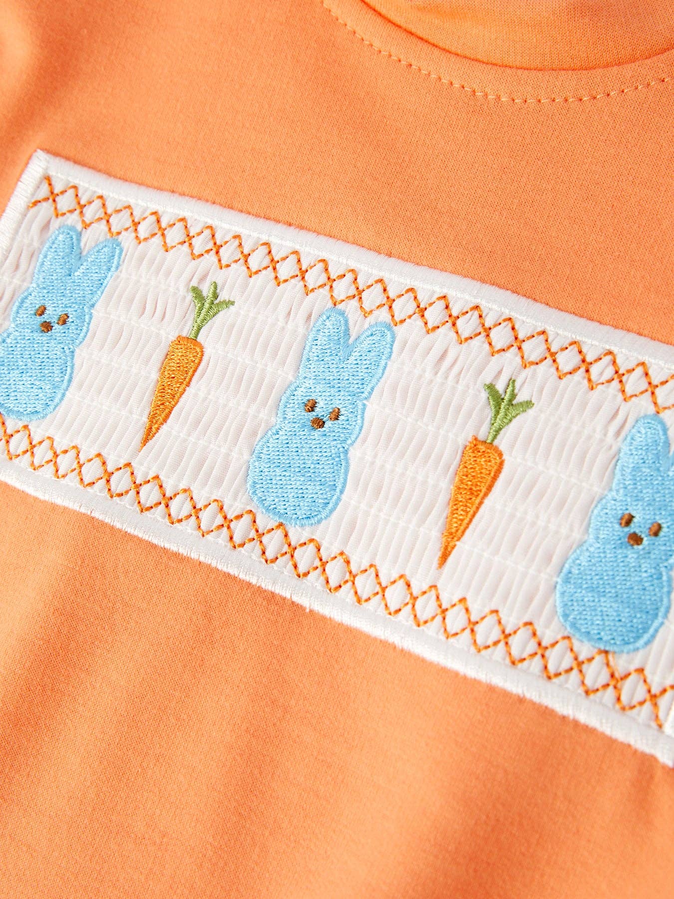 Easter Bunny Carrot Embroidery Smocking Boys Set