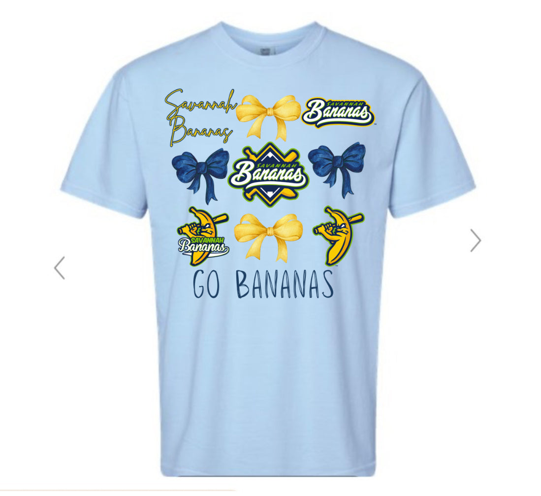 Savannah Bananas Bow Collage Blue Tee