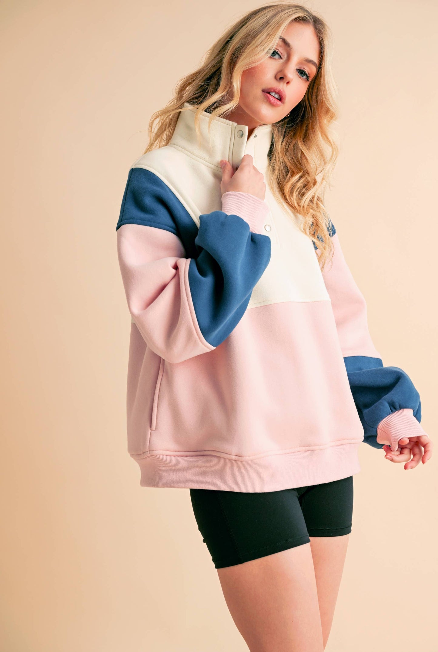 Glo Colorblock Pullover: Lilac Seafoam