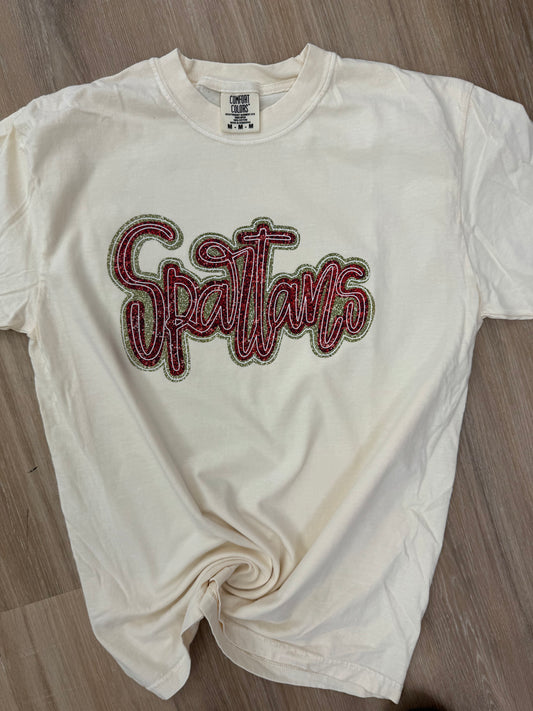 Spartans Faux Glitter Ivory Tee