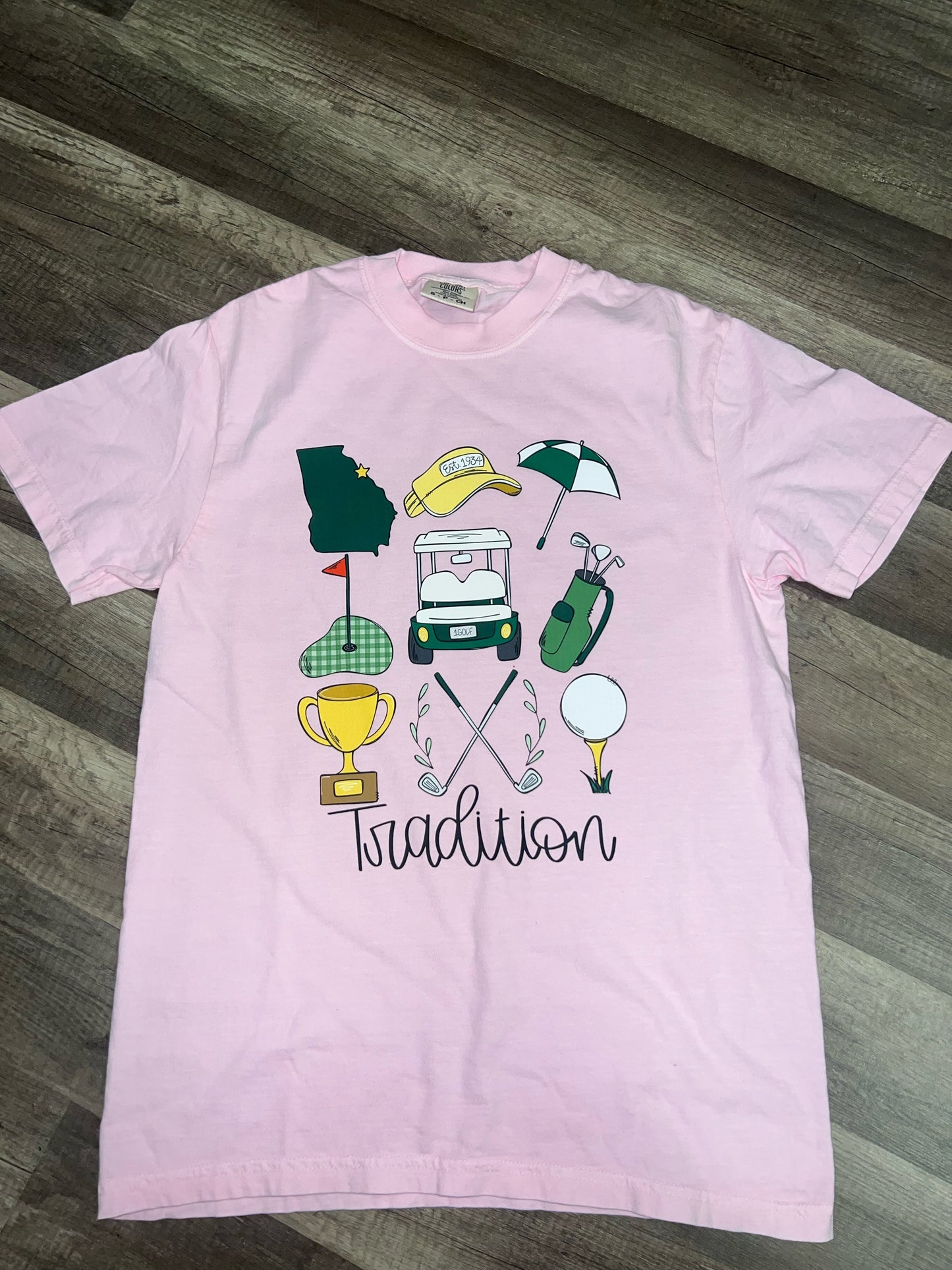 Golf Tradition Collage Pink Tee