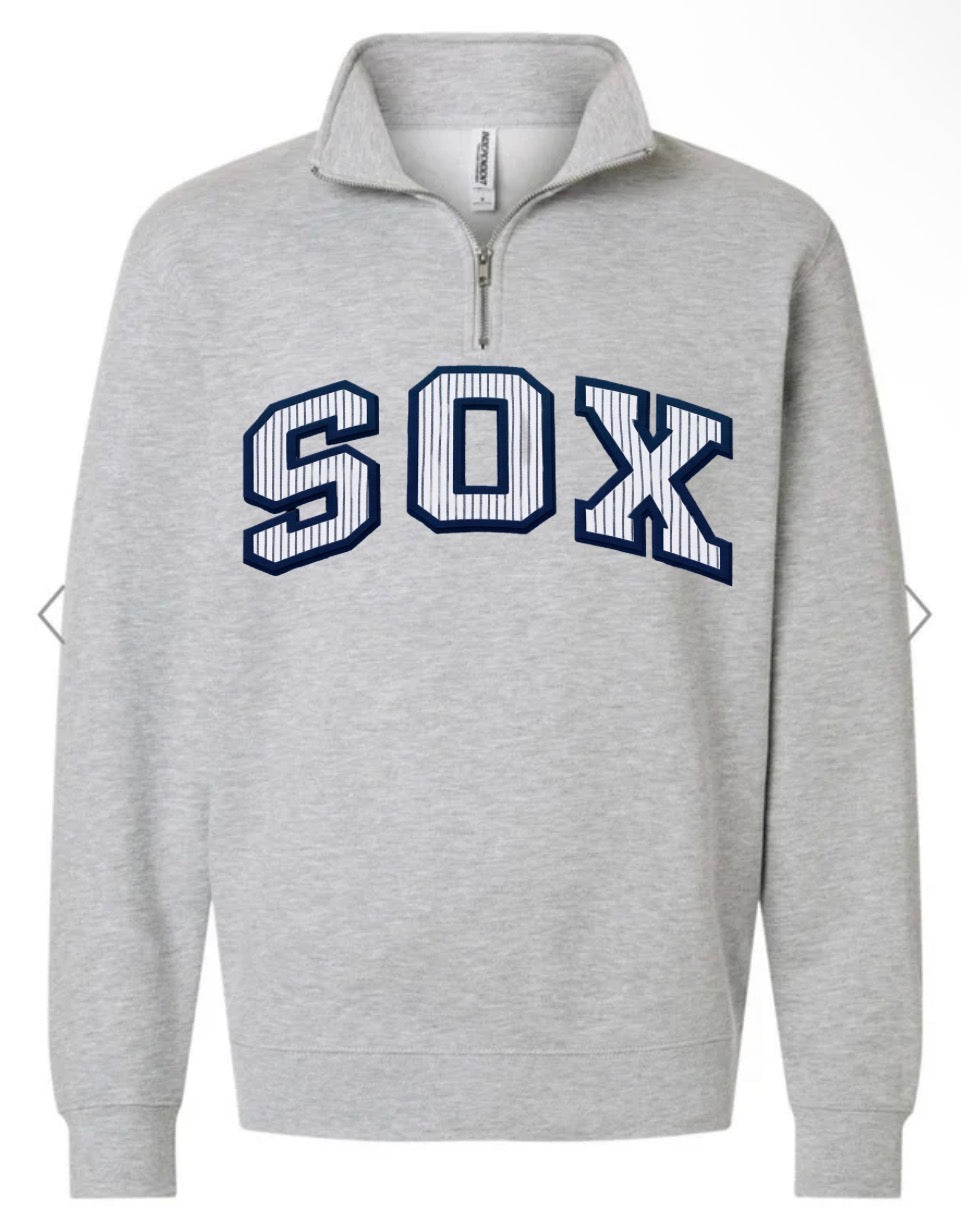 PC SOX QUARTER ZIP / navy blue seersucker
