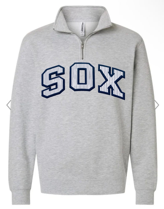 PC SOX QUARTER ZIP / navy blue seersucker