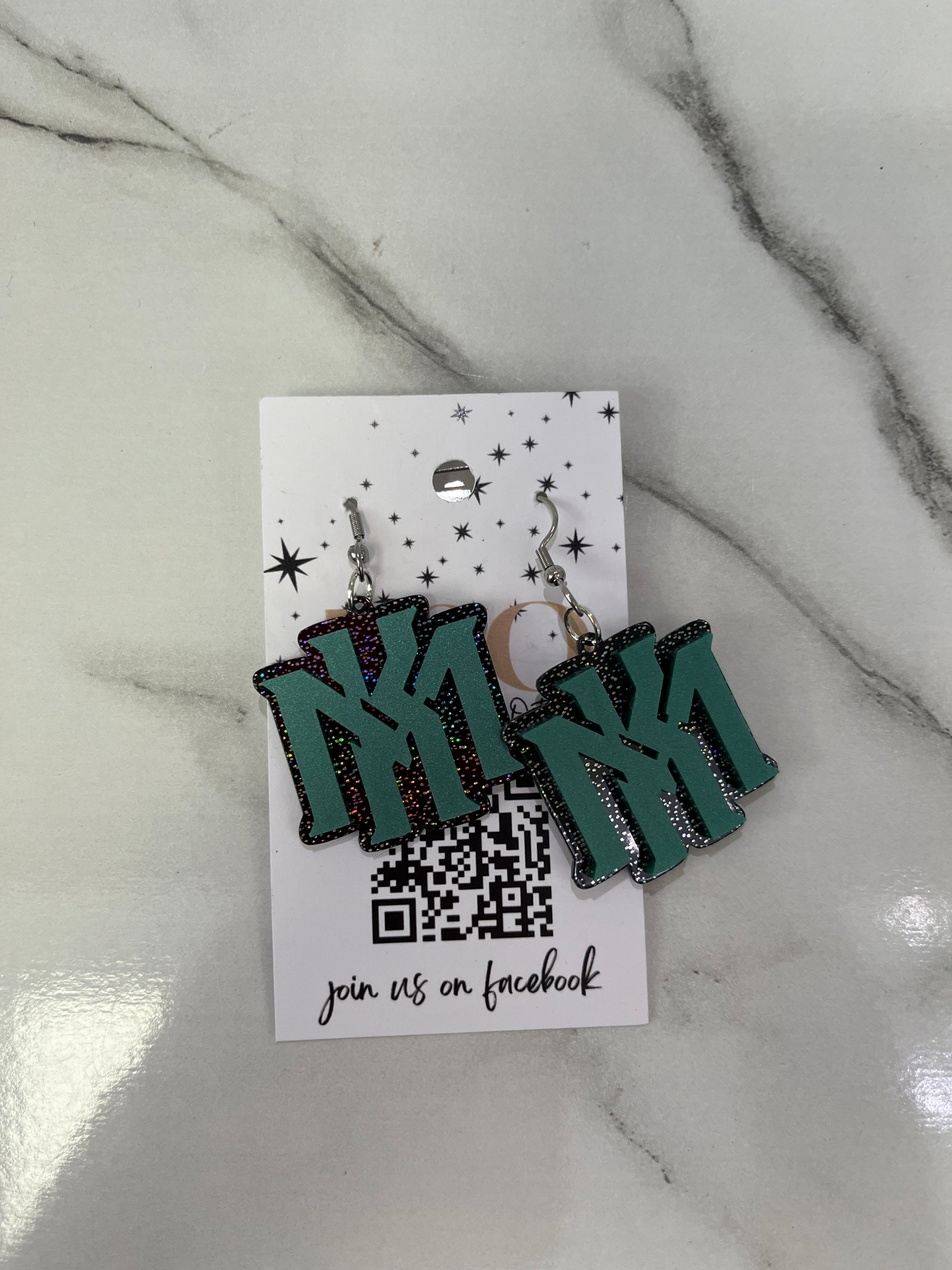 Kennesaw Mountain Logo Glitter Dangle Earrings