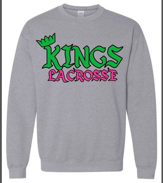 Kings Lacrosse Retro on Grey Gildan Sweatshirt