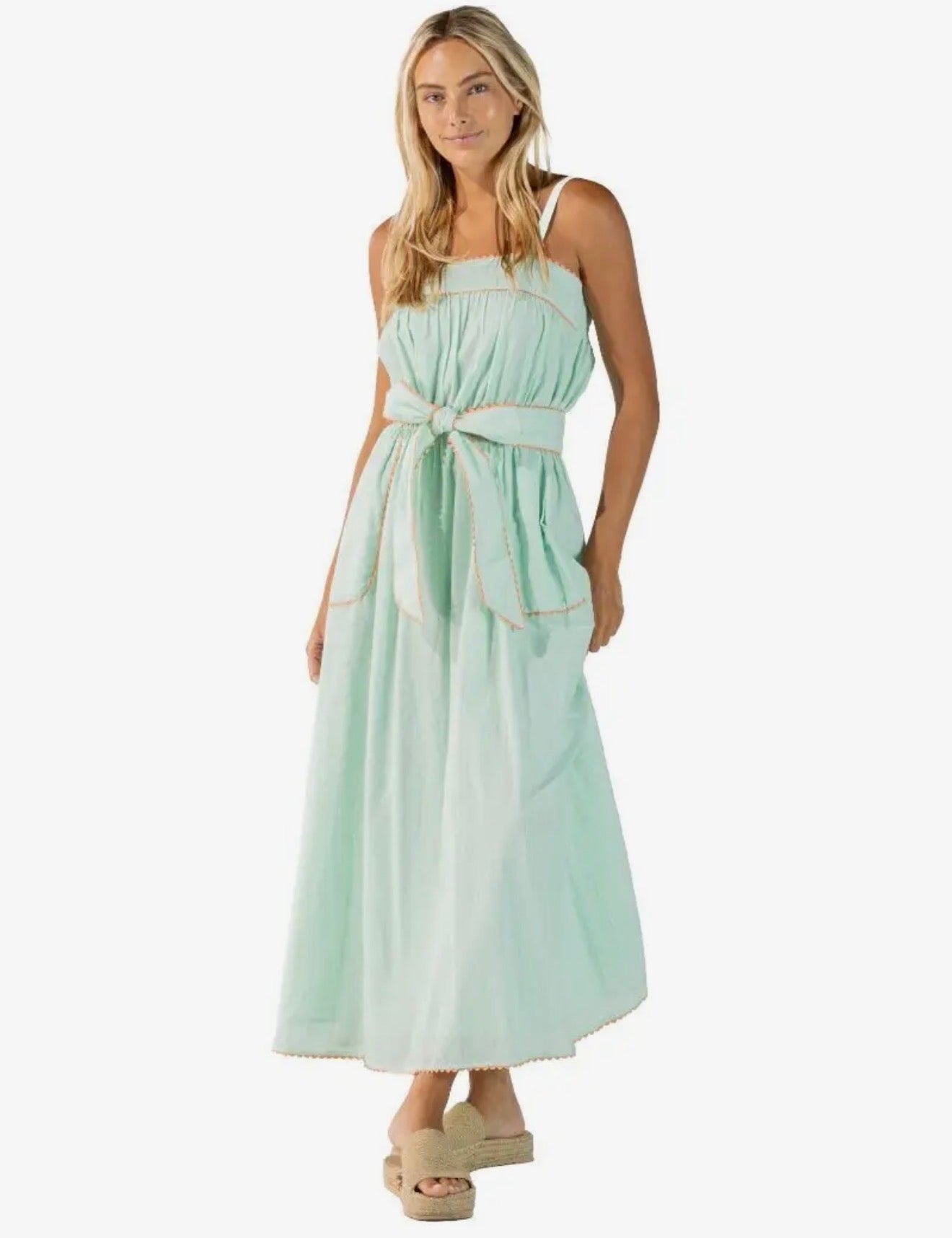 Mint maxi dress with tie feature