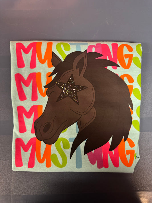 McGarity Mustangs Colorful Retro Stacked Tee