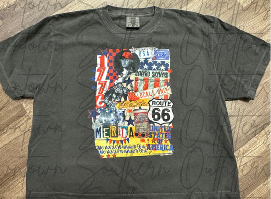 Merica 1776 Collage Oversized Crop Cc Tee