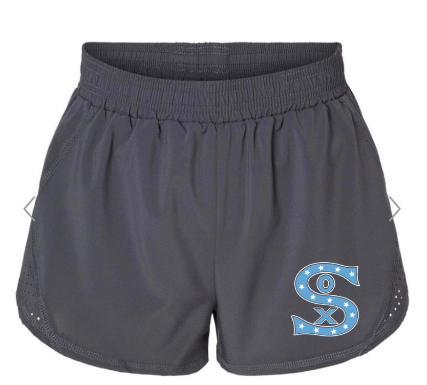 PC SOX WOMENS GREY EMBROIDERED SHORTS
