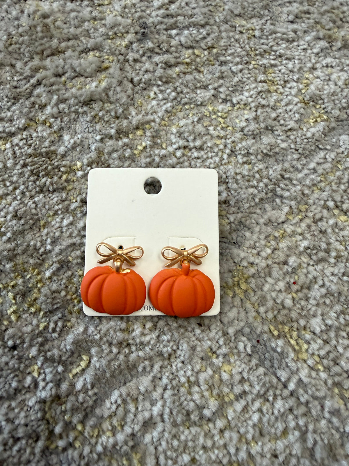 Pumpkin dangles with gold bow stud