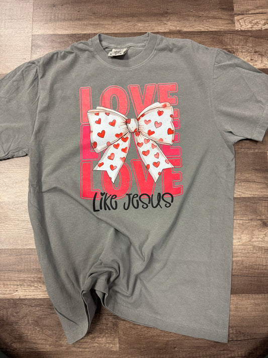 Love like Jesus stacked tee