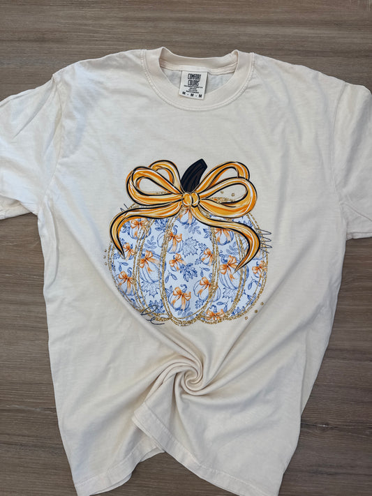Fall Blue and Orange Pumpkin Tee