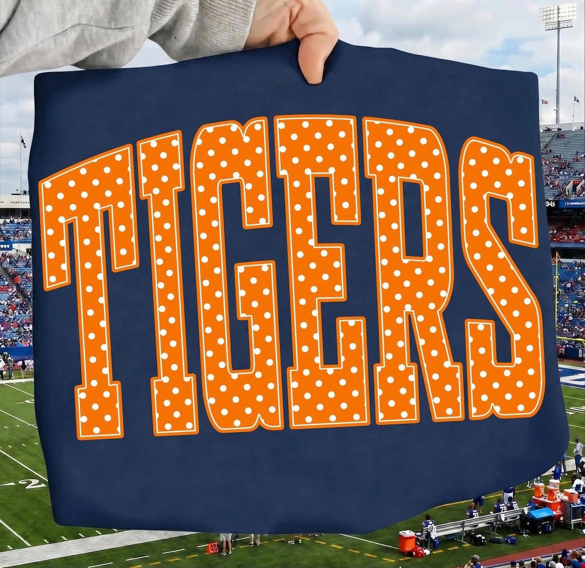 TIGERS polka dot on navy CC FLASH SALE