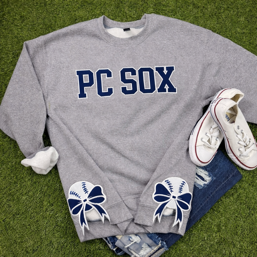 PC Sox embroidered sweatshirt with baseball bows