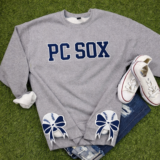 PC Sox embroidered sweatshirt with baseball bows