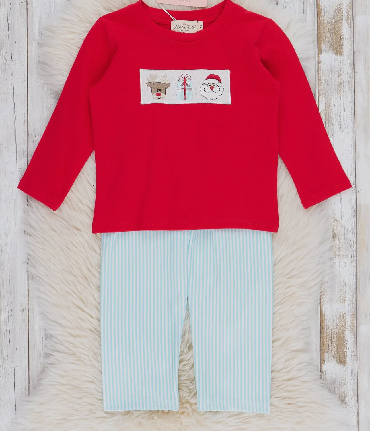 Youth Red & Blue Christmas Outfit