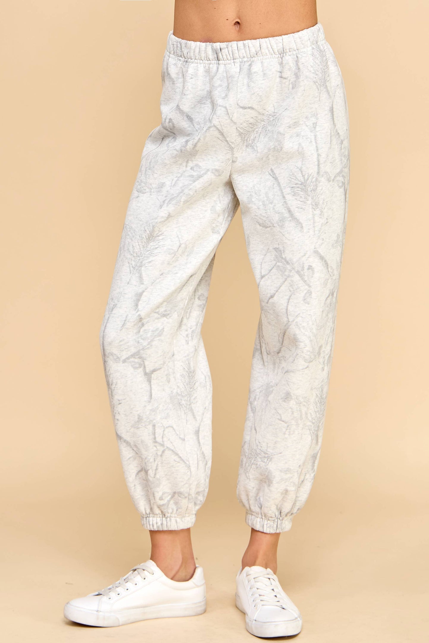 WHITE Camouflage Print Jogger Sweatpants