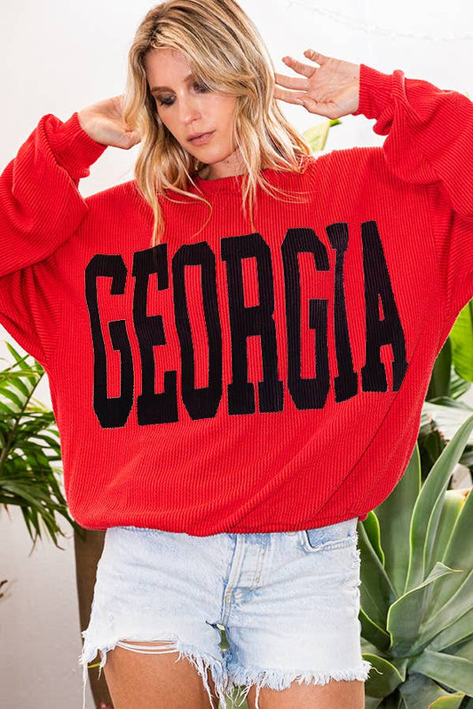 Georgia Comfy Oversize Graphic Sweatshirt Red/Black