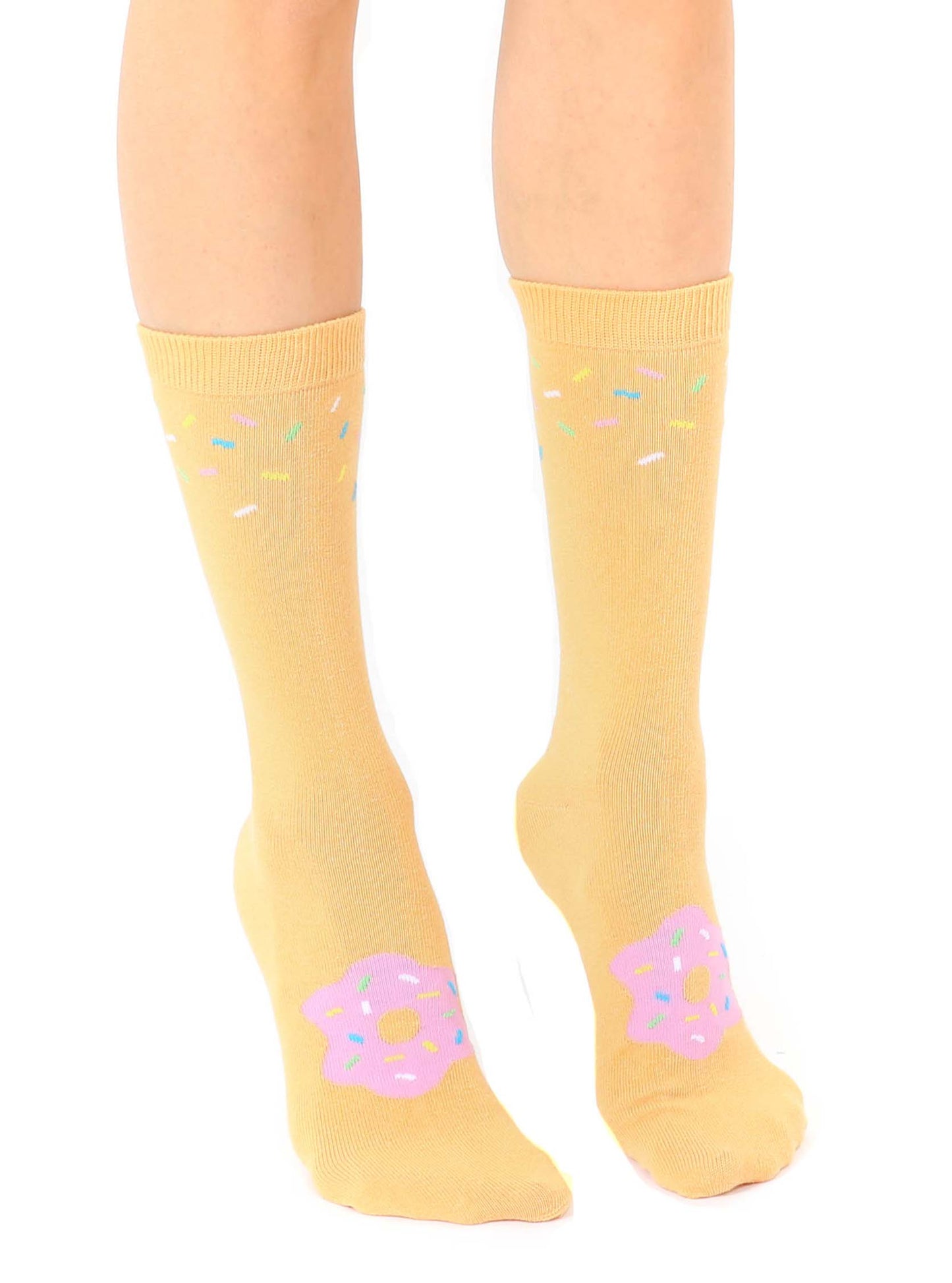 3D Packaged Crew Socks - Donut w/ Sprinkles - Orange