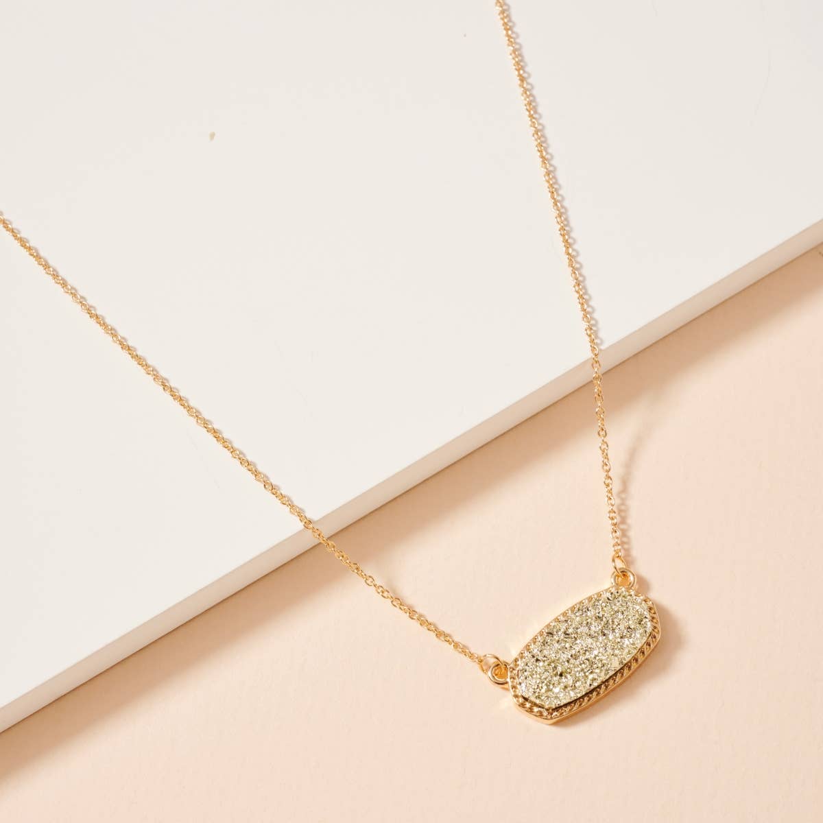 Druzy Stone Charm Short Necklace: Gold / One / 4SN11008