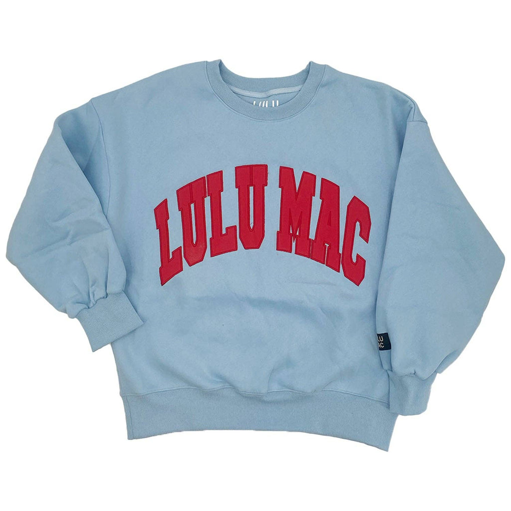 LULU MAC Light Blue & Red Stitched Embroidered Sweatshirt