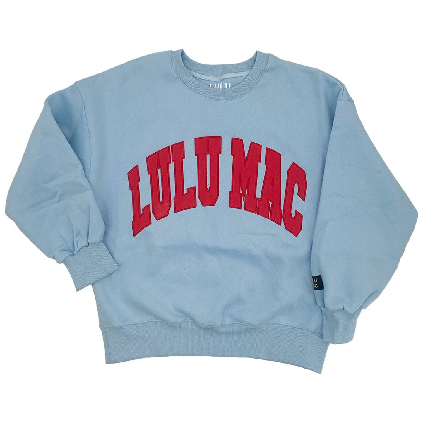 LULU MAC Light Blue & Red Stitched Embroidered Sweatshirt