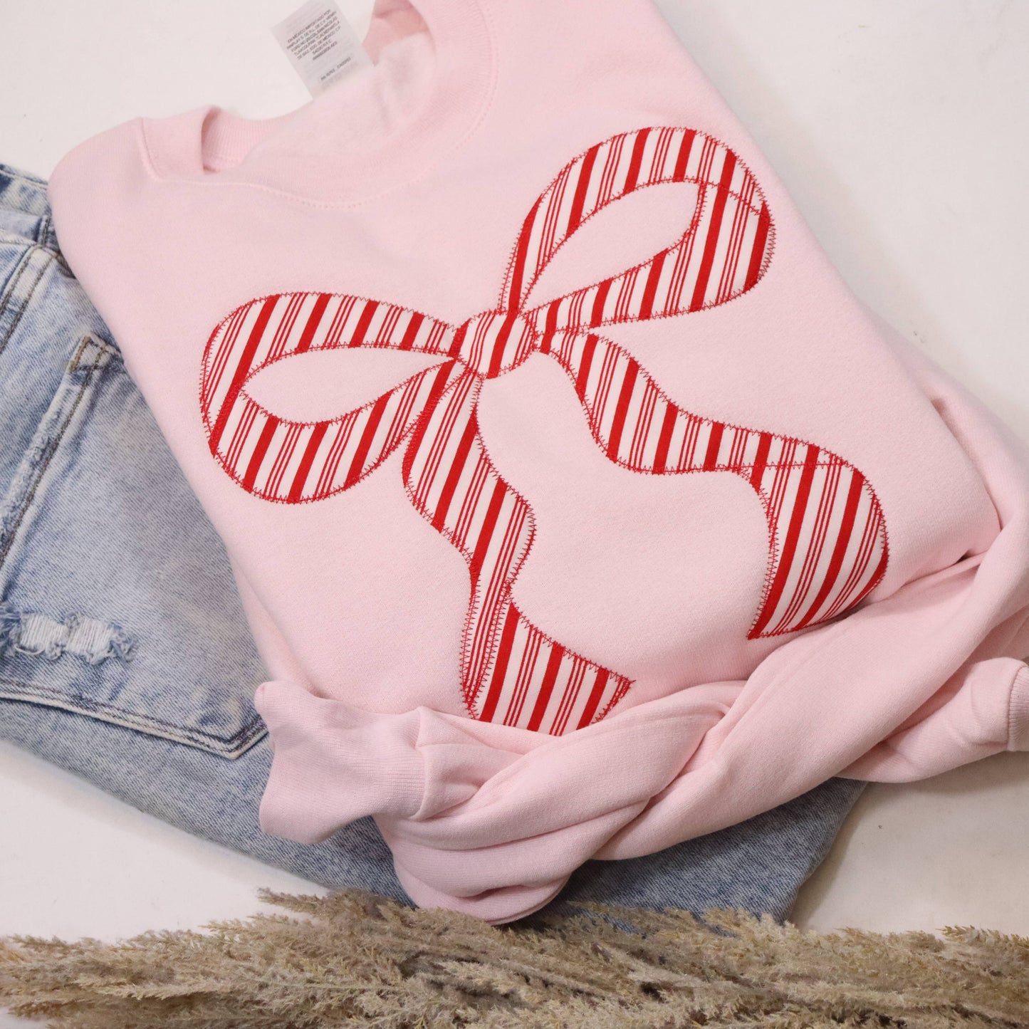 Christmas Peppermint Bow Sweatshirt