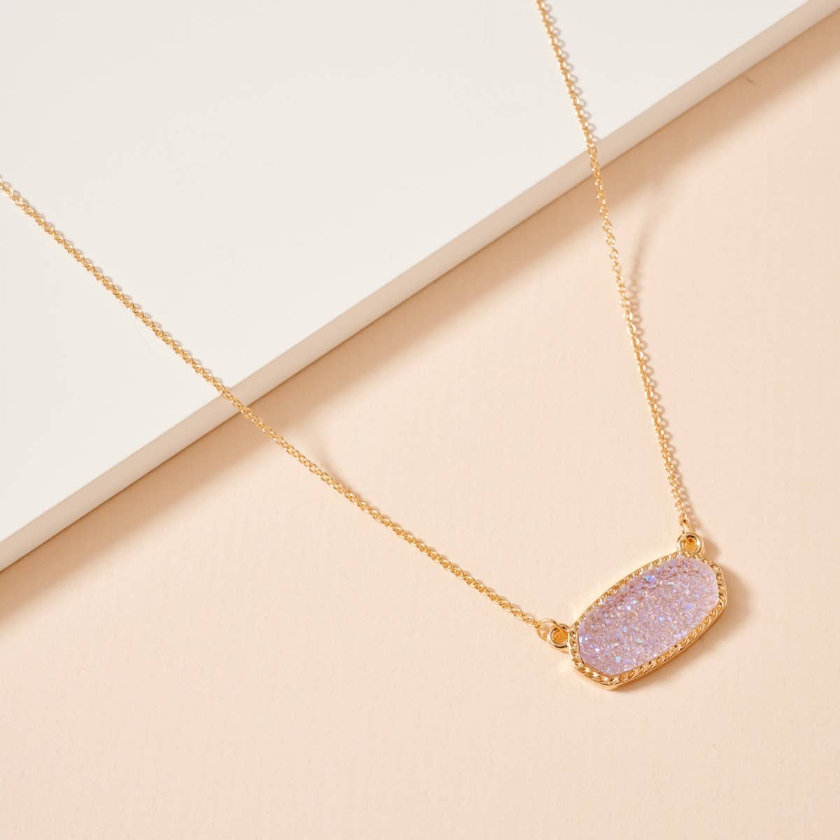 Druzy Stone Charm Short Necklace: Gold/Silver / One / 4SN11008