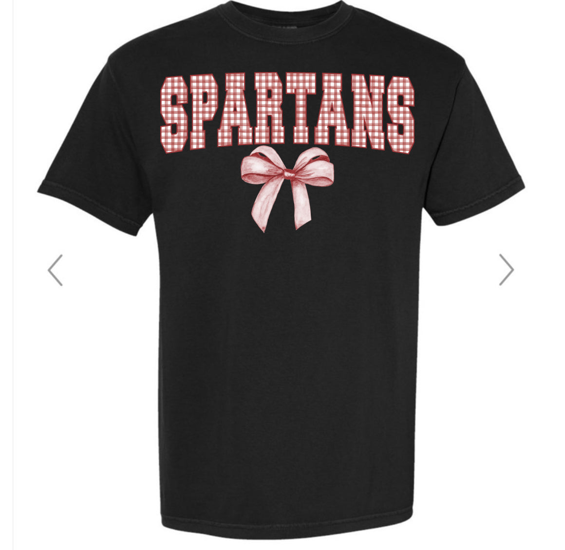 Spartans Black Plaid Bow Tee