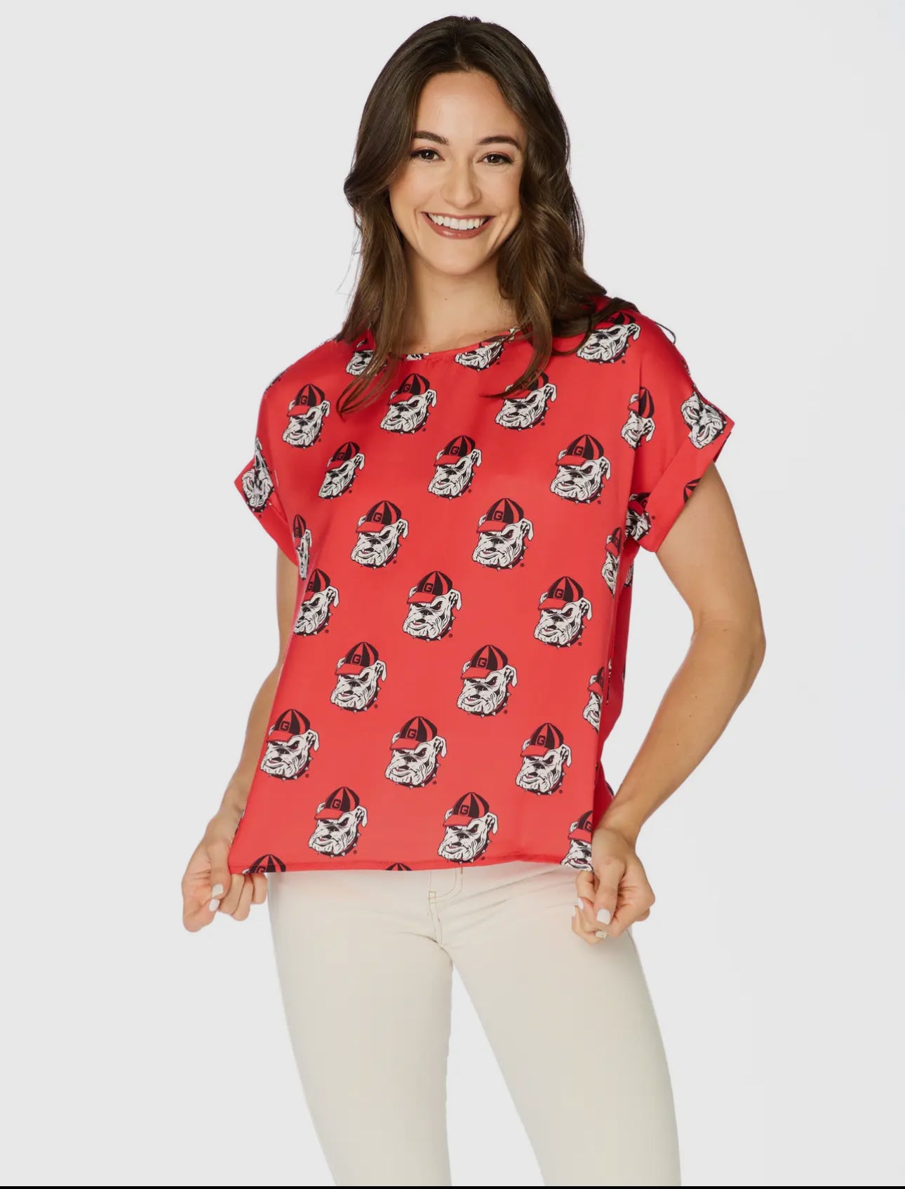 The Georgia Bulldogs Rolled Cuff Blouse - Stewart Simmons