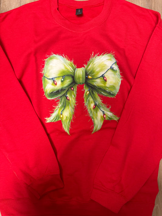 Grinch Bow Red Sweatshirt