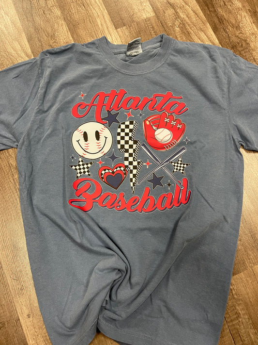 Atlanta Baseball Smiley Collage Tee