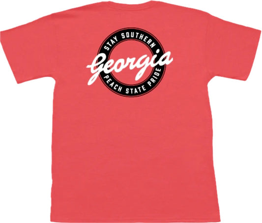 Peach State Pride Retro Georgia Red Short Sleeve