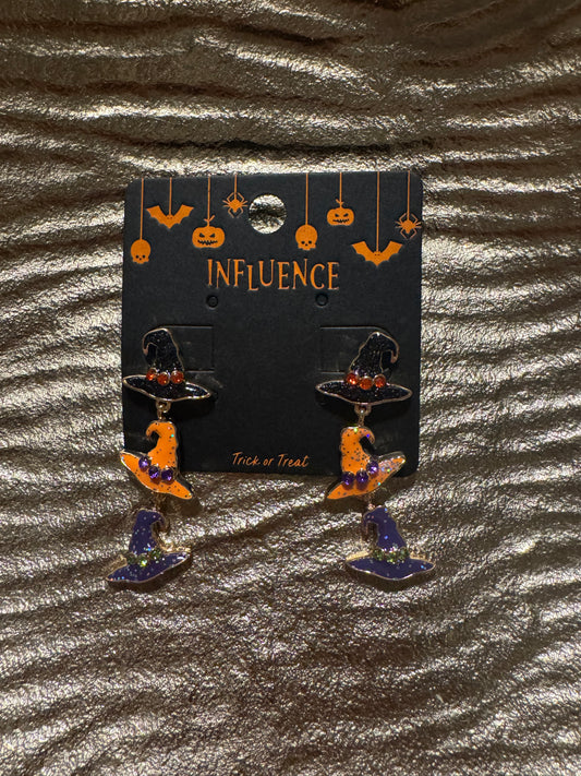 3 dangle witch hat earring