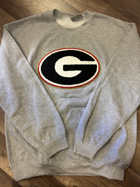 Georgia G chenille embroidered patch sweatshirt