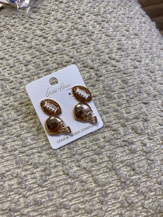 Gold Football + Helmet Studs