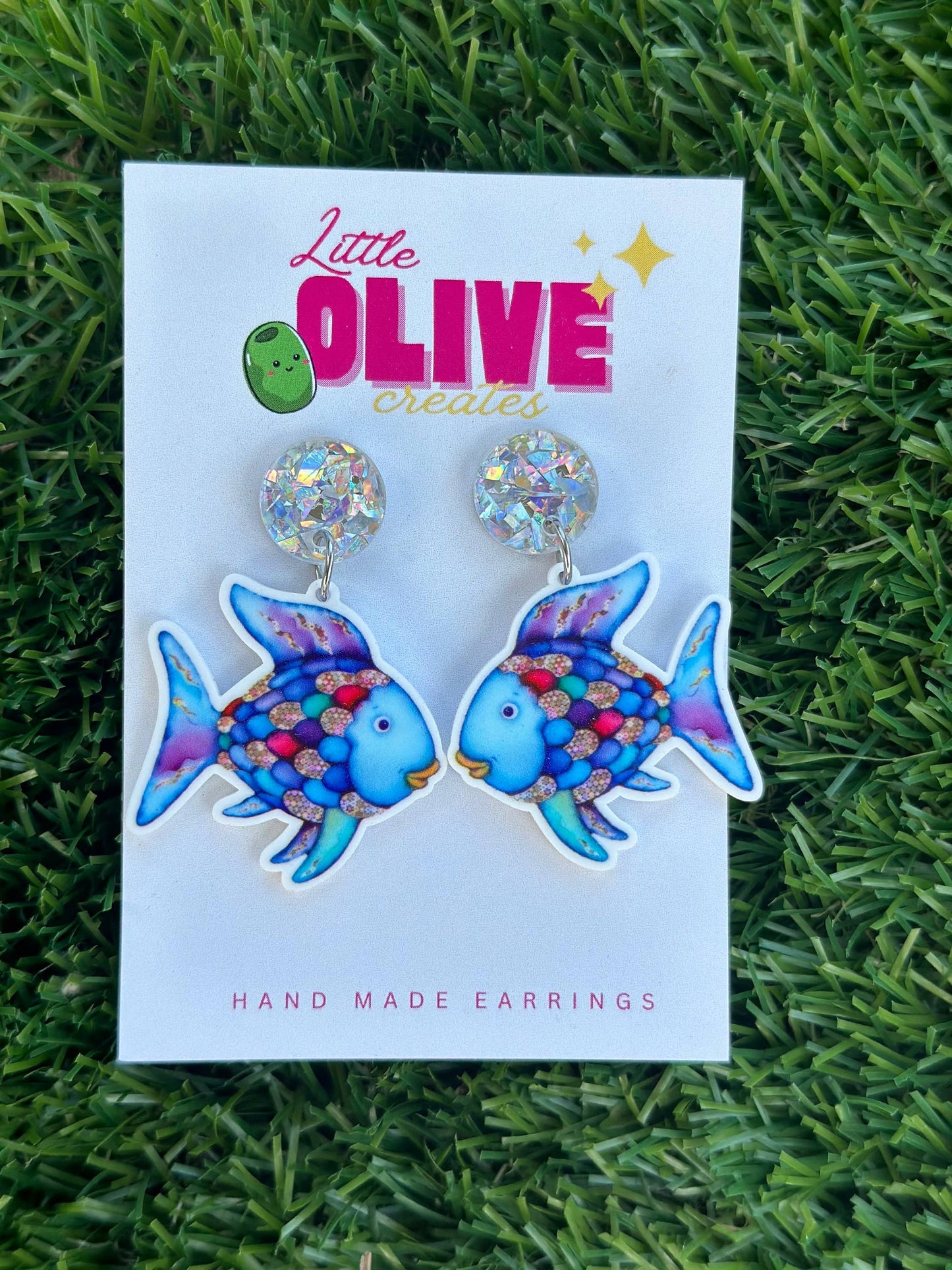 The Rainbow Fish Book Week Teacher Sparkle Earrings: Dangle