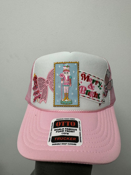 Nutcracker Merry And Bright Pink Trucker Hat