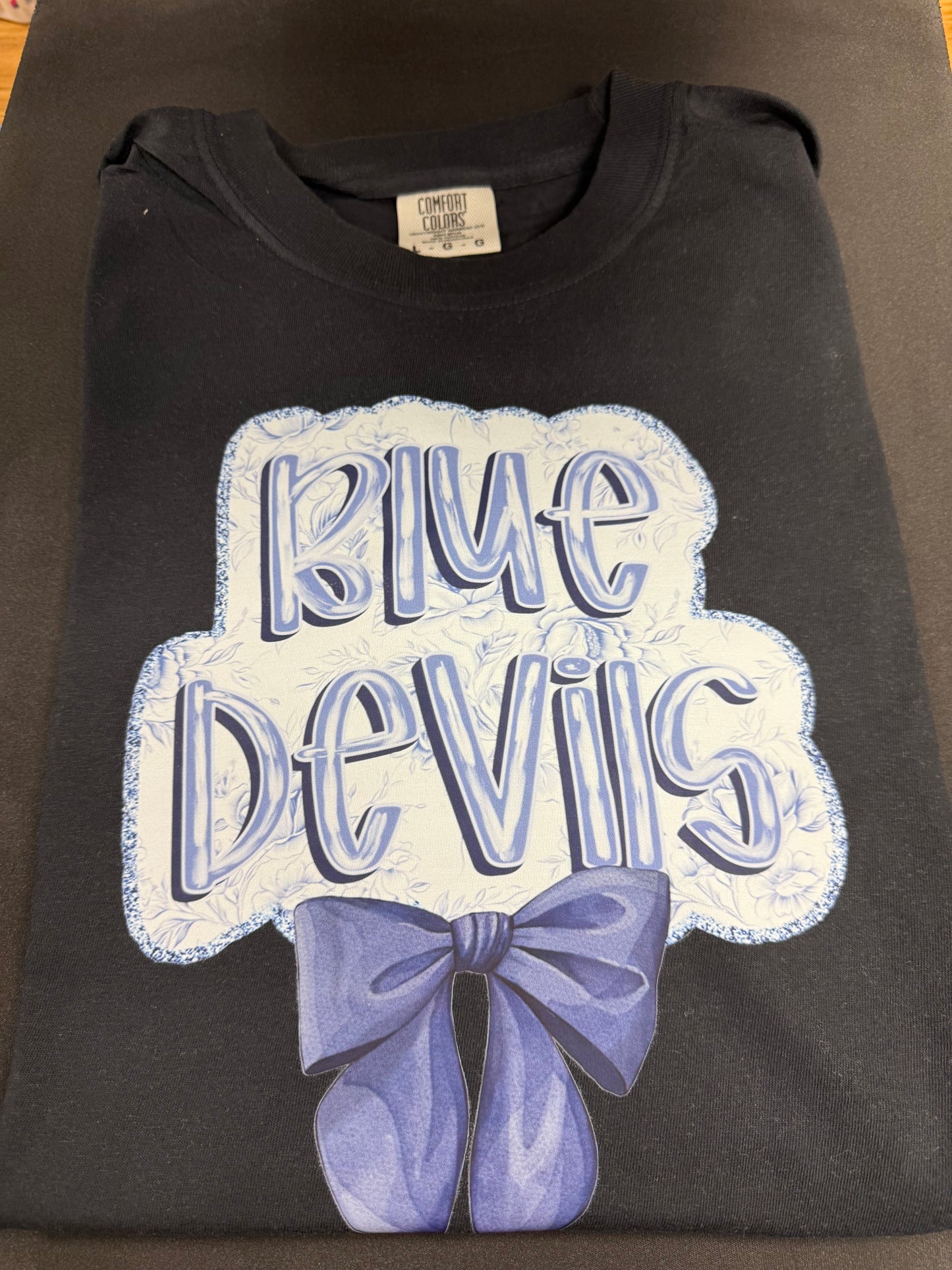 Bremen Blue Devils Floral with Bow on Black