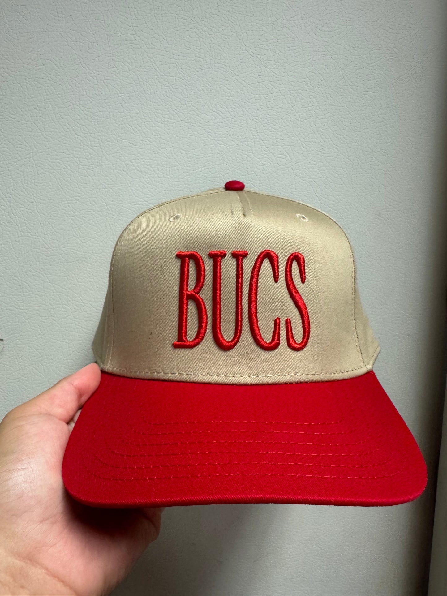 BUCS TAN/ RED 3D RAISED EMBROIDERY OTTO HAT