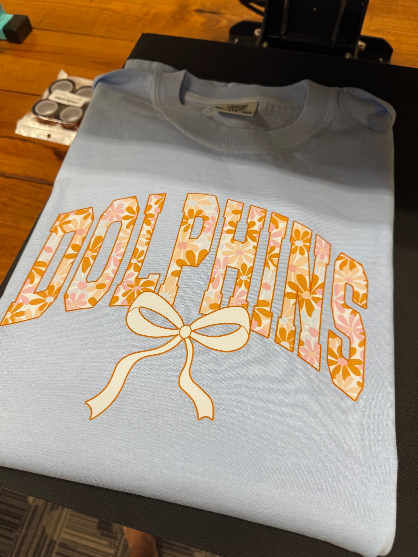Nebo Dolphins Orange and Pink Floral with Bow