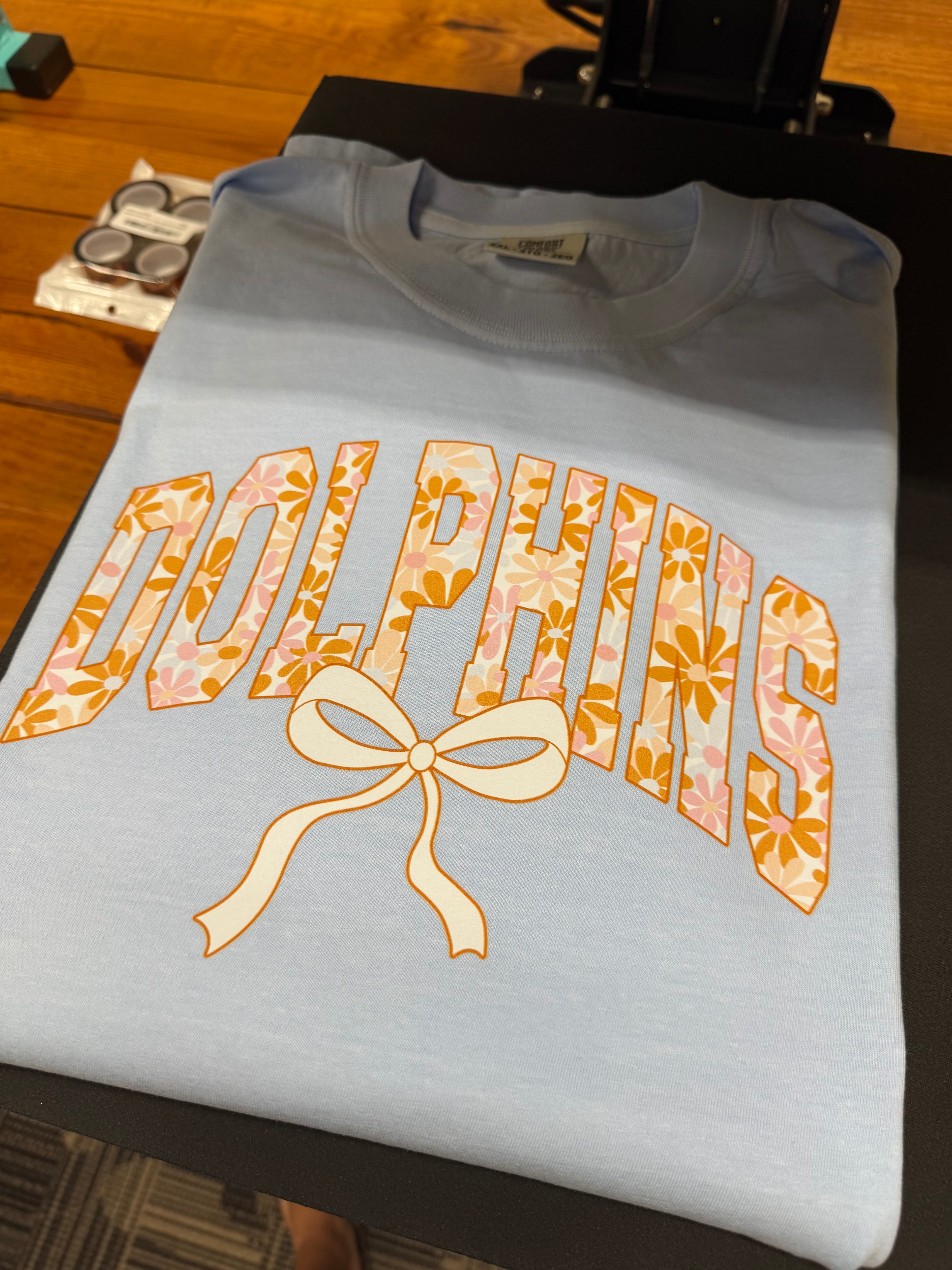 Nebo Dolphins Orange and Pink Floral with Bow
